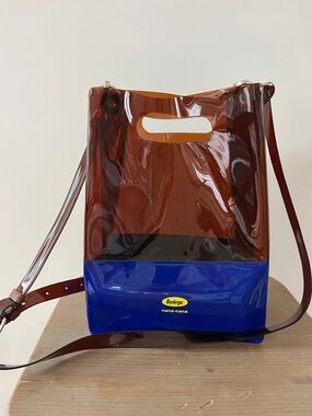 Two-Tone Brown and Blue PVC Tote